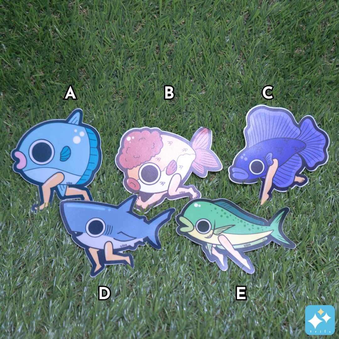 Leggy Fish Weatherproof Sticker