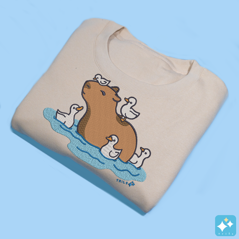 Capybara Embroidered Crewneck Sweater