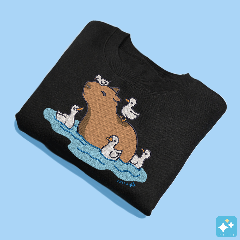 Capybara Embroidered Crewneck Sweater