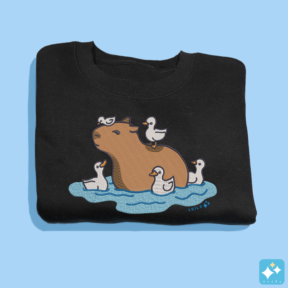 Capybara Embroidered Crewneck Sweater