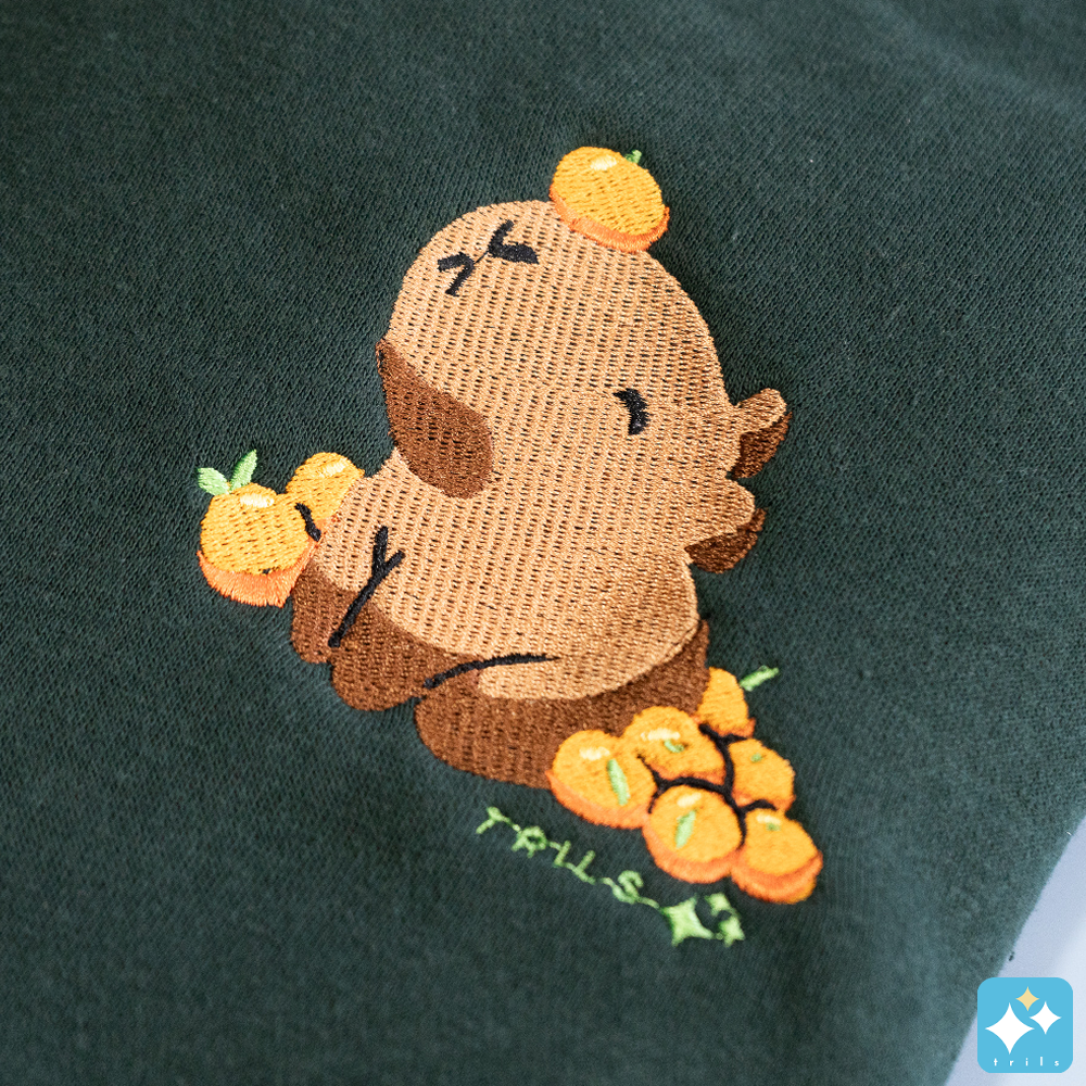 Chibi Capybara Embroidered Crewneck