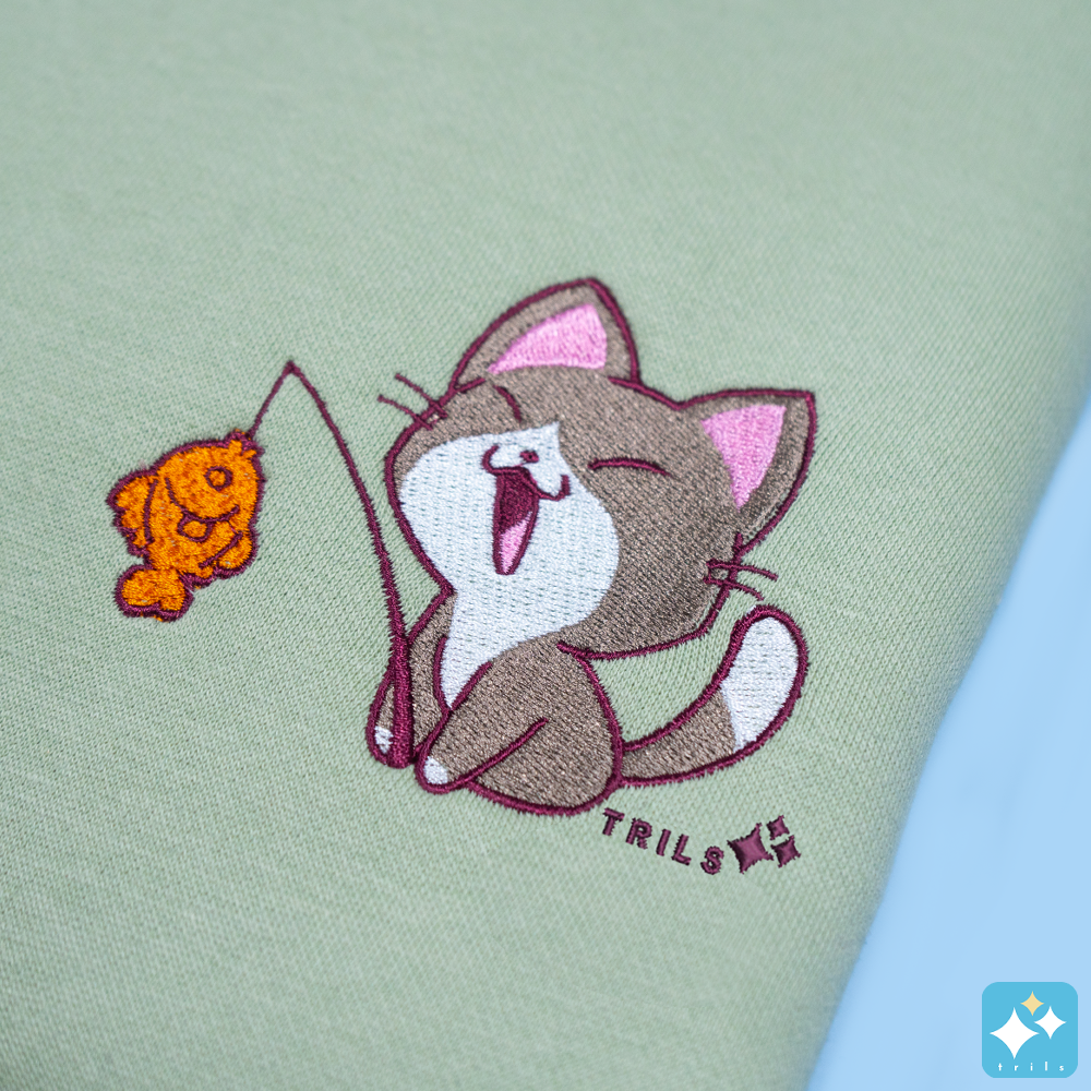 Fishing Cat Crewneck Sweater