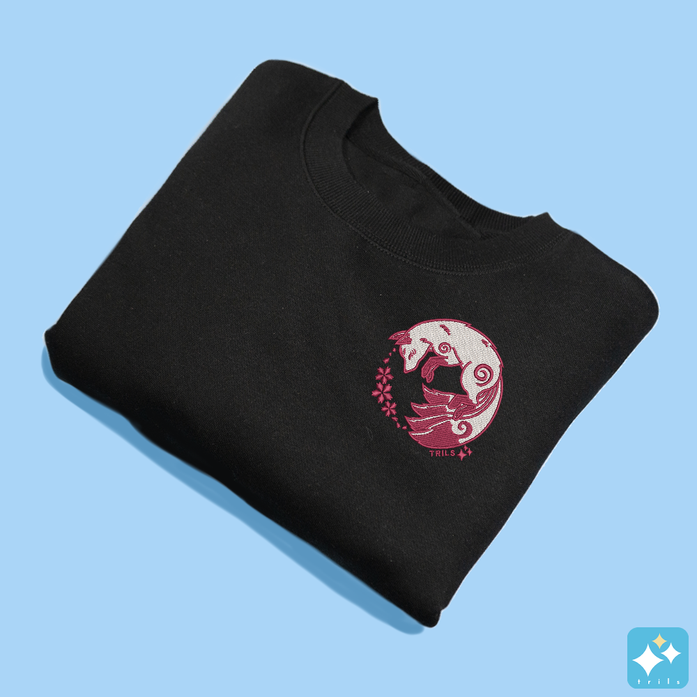 Sakura Kitsune Embroidered Crewneck Sweater