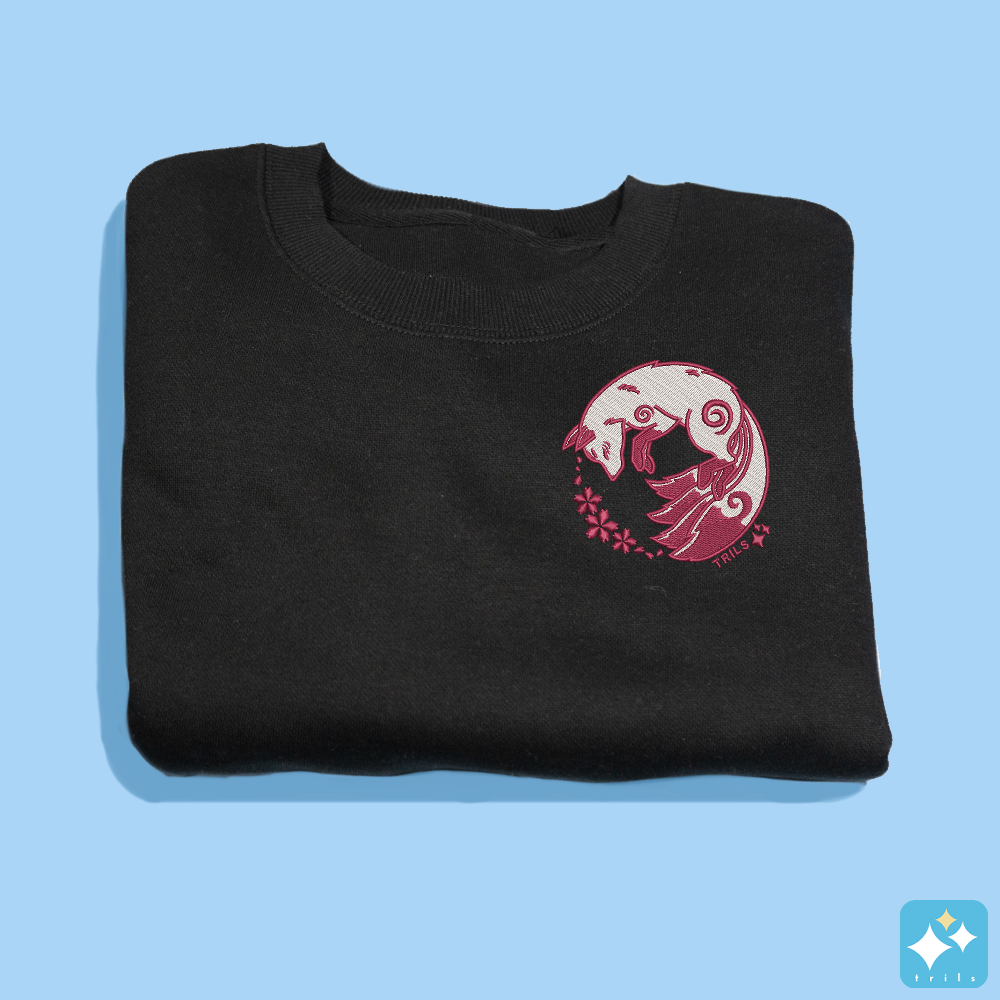 Sakura Kitsune Embroidered Crewneck Sweater