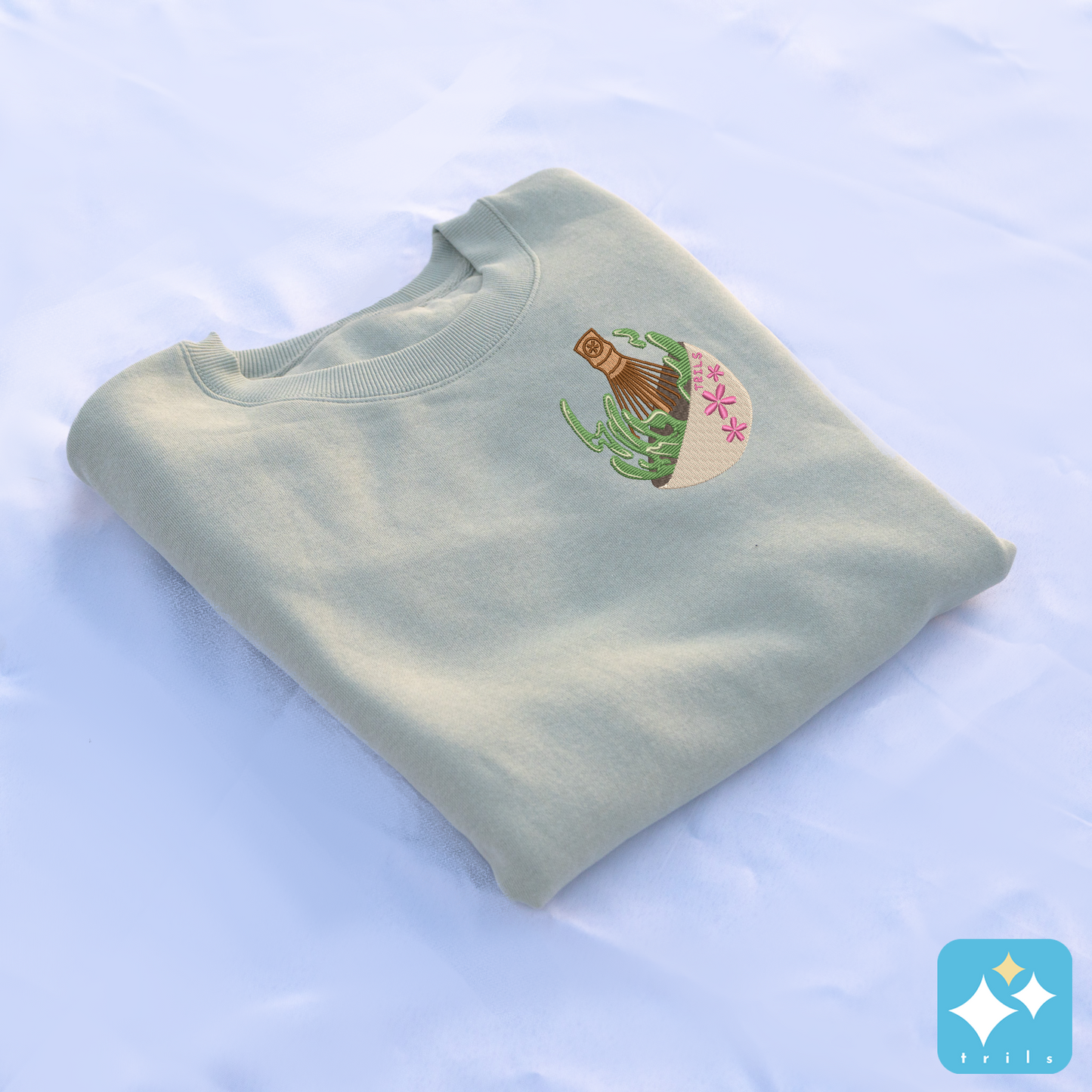 Matcha Embroidered Crewneck Sweater