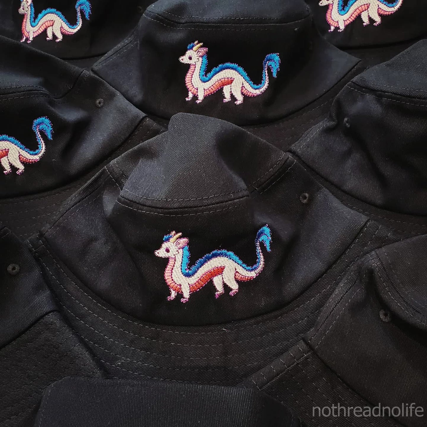 Water Dragon Embroidered Bucket Hat
