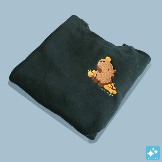 Chibi Capybara Embroidered Crewneck