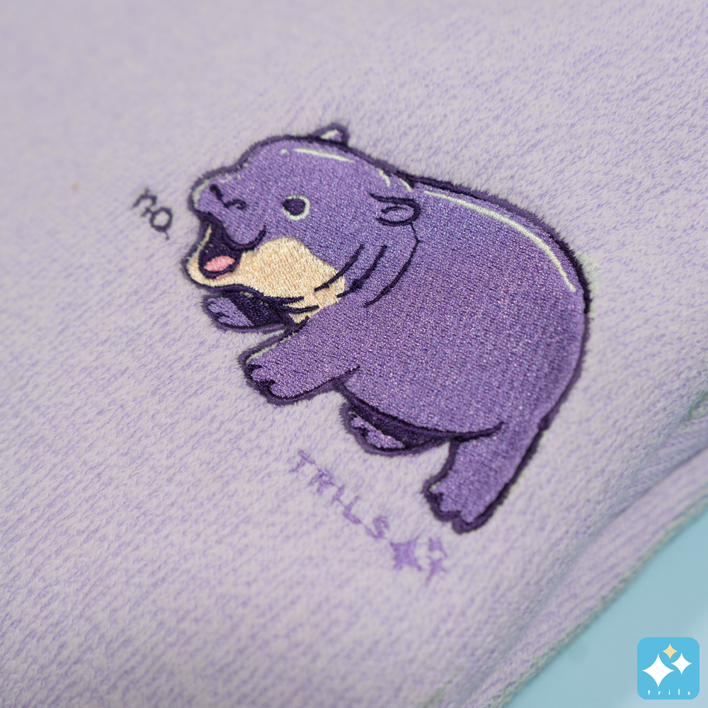 Angy Hippo Embroidered Crewneck Sweater